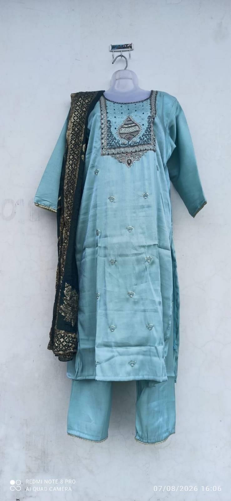 Light Blue Embroidered Kurta Set